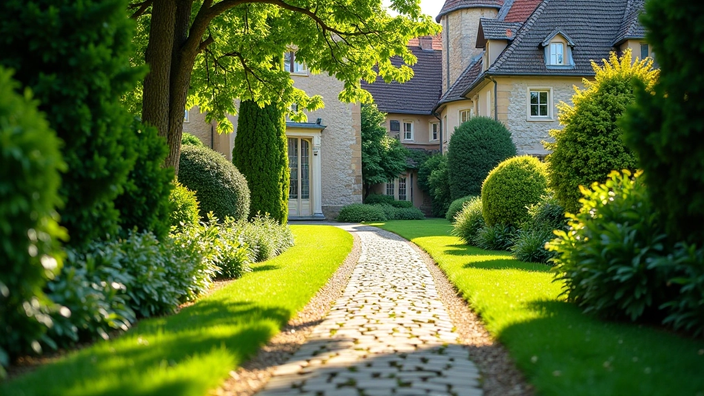 Kretingos vienuolyno sodo alėja su žaliais augalais